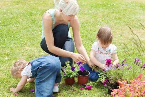 A Hatchend garden layout showing practical landscaping for access and privacy
